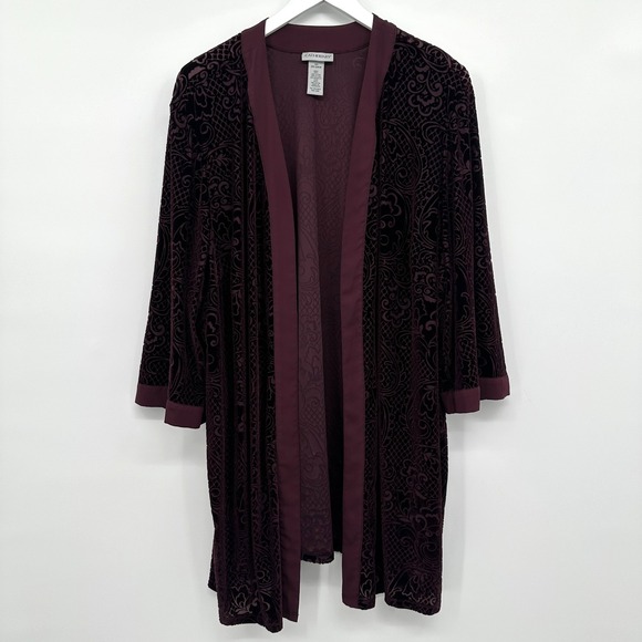 Catherines Jacket Kimono Size 3X Stretch Velvet Burnout Whimsigoth Witchy Boho - Picture 10 of 10